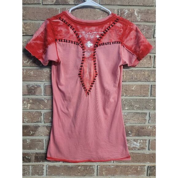 Affliction Live Fast Distressed Tee, Women's Medium - Picture 2 of 3